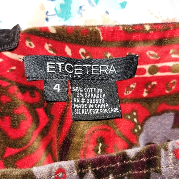 Etcetera Paisley Velvet Red Pencil Skirt - Picture 5 of 5
